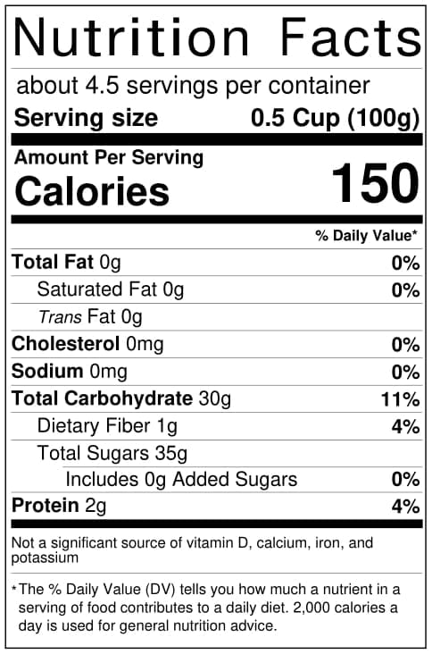 Nutrition Facts Passion Fruit Sorbet