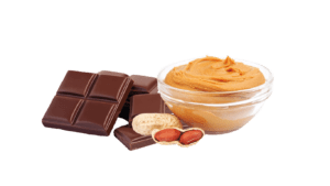 bowl of peanut and whole peanuts with chocolate bar