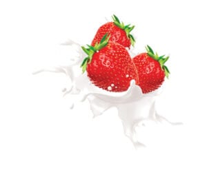 strawberries with a splash of cream